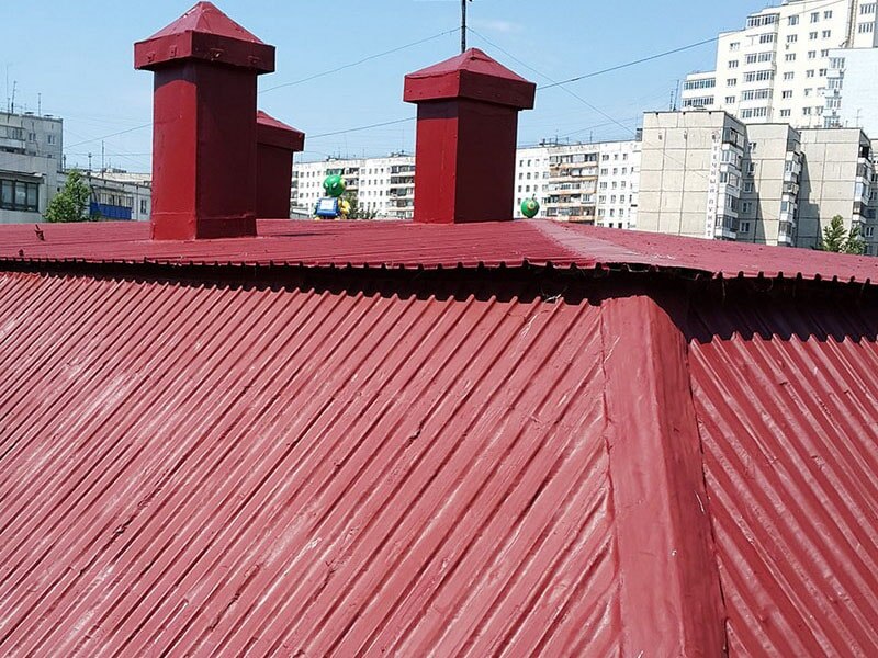 Фотографии отремонтированой металлической кровли материалами ТМ "Абрин"