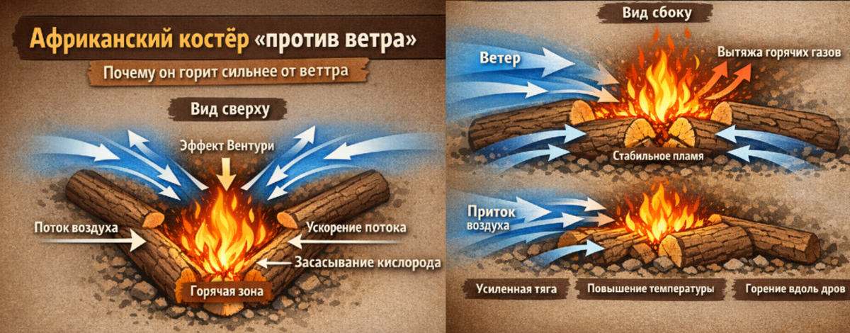 Схема такого костра