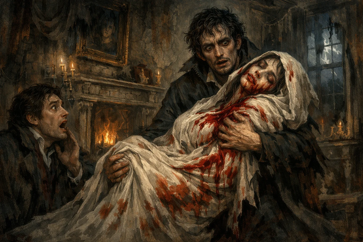 "Любящий братец" Родерик Ашер поместил свою сестру Мэдилейн в склеп живьем, однако та смогла вырваться оттуда и пришла к нему