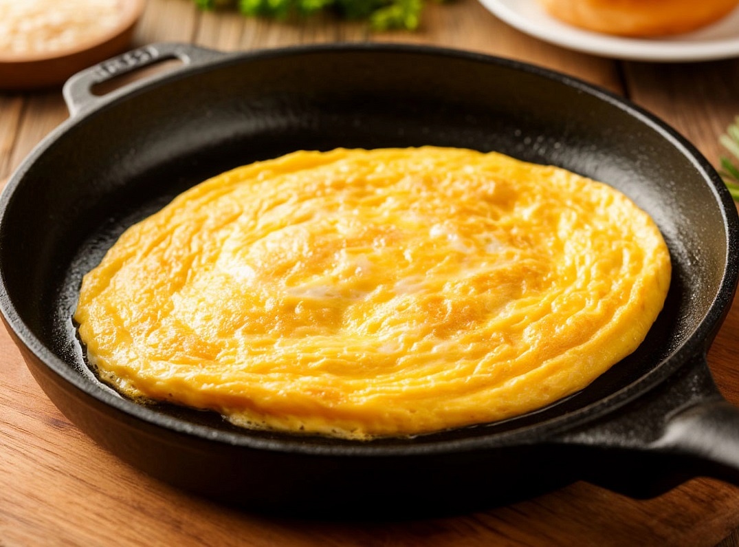 Готовим нежный омлет: яйцо, молоко и щепотка соли.   «Создано с использованием искусственного интеллекта».