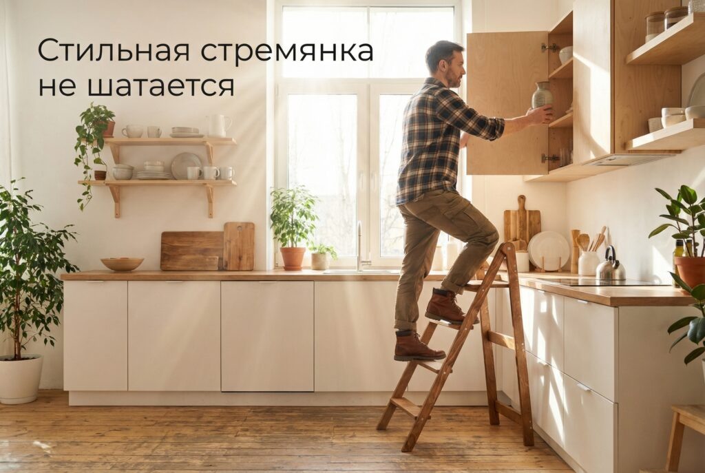    Пример стильной и безопасной стремянки для дома ecomebel