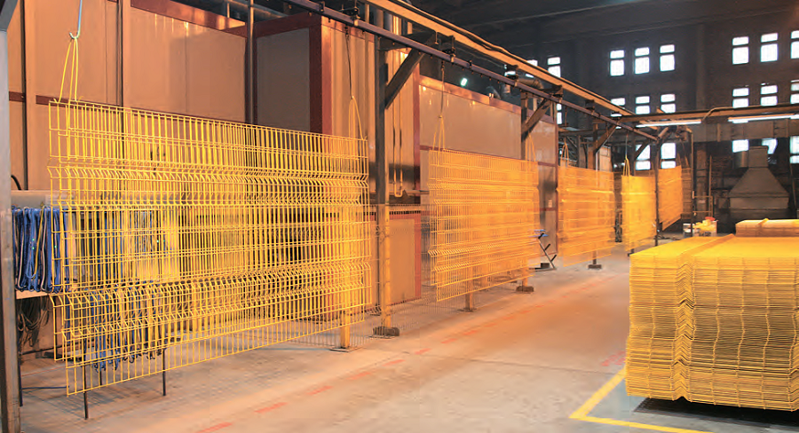 Линия нанесения ЛКМ на стальные сетчатые панели