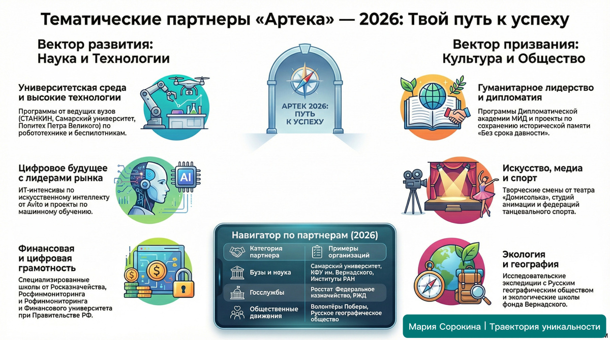 Обзор тематических партнеров Артека в 2026 году и основные направления конкурсных заданий