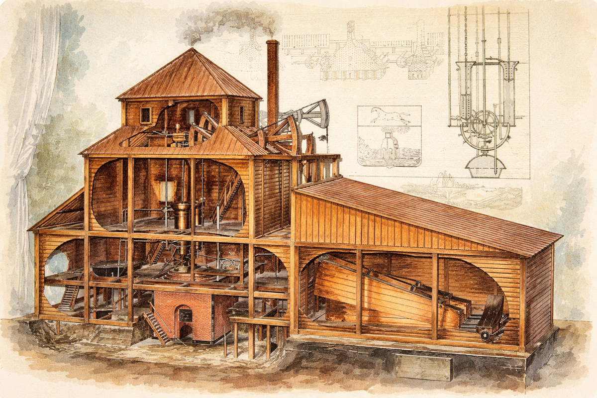 Первая в мире паровая машина Ползунова. 