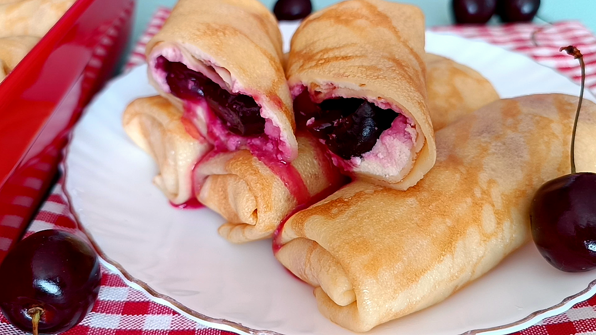 ⭐ Блины с начинкой из творога и вишни