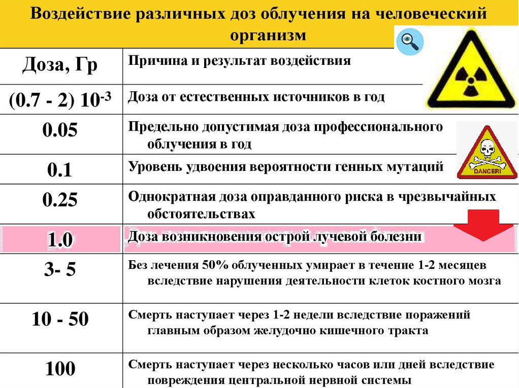 Дозы радиации и их воздействие на организм человека