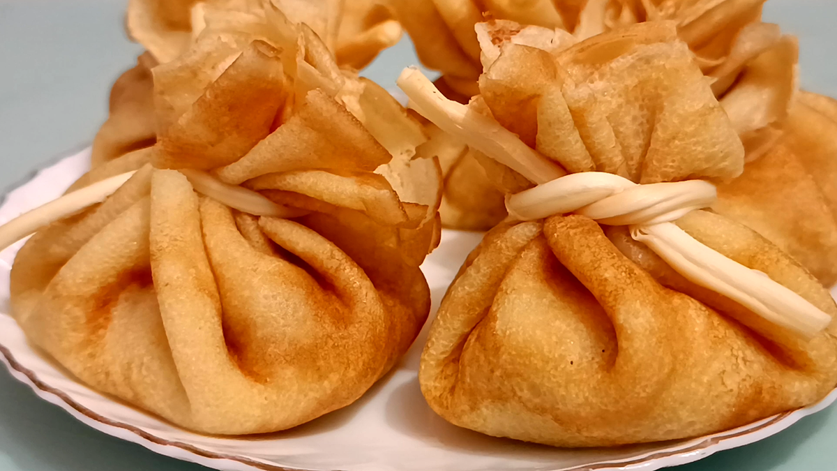 ⭐ Мешочки из блинов с курицей и грибами - вкусное и красивое блюдо