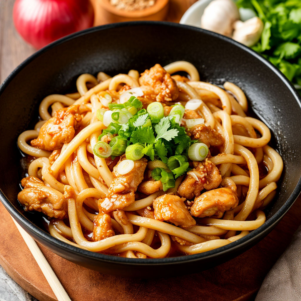 УДОН С КУРИЦЕЙ И ЛУКОМ