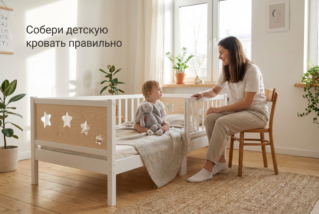    Пошаговая сборка и проверка надежности креплений детской кроватки ecomebel