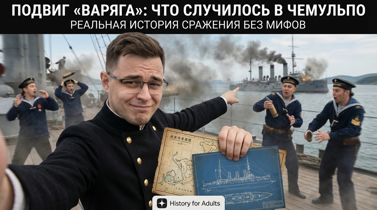 Крейсер Варяг в один из самых памятных моментов своей истории.