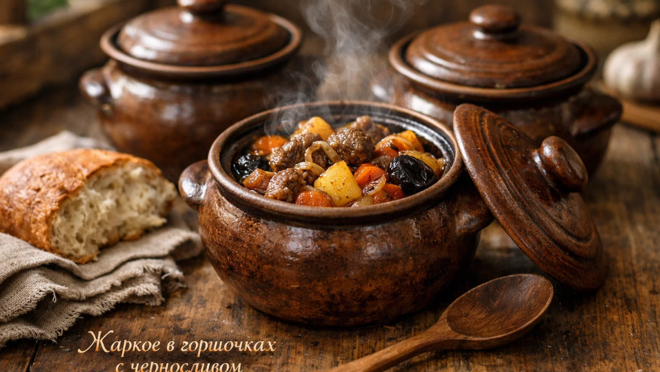 Жаркое в горшочках с говядиной и черносливом: томлю в духовке, пока дом наполняется ароматом