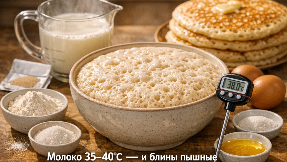 Не кладите дрожжи в горячее молоко для блинов — тесто не поднимется