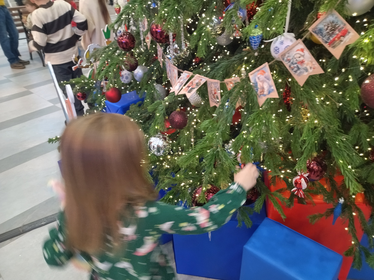 Очень много ёлочек в фойе