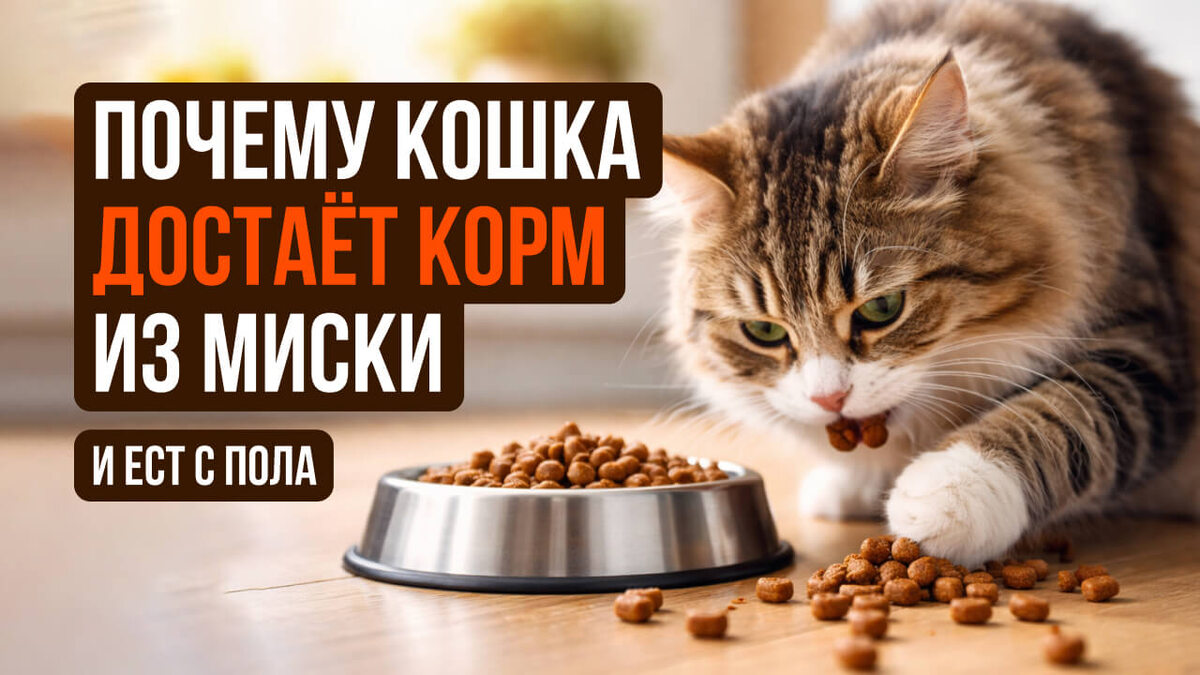 Типичная ситуация: кошка ест с пола.