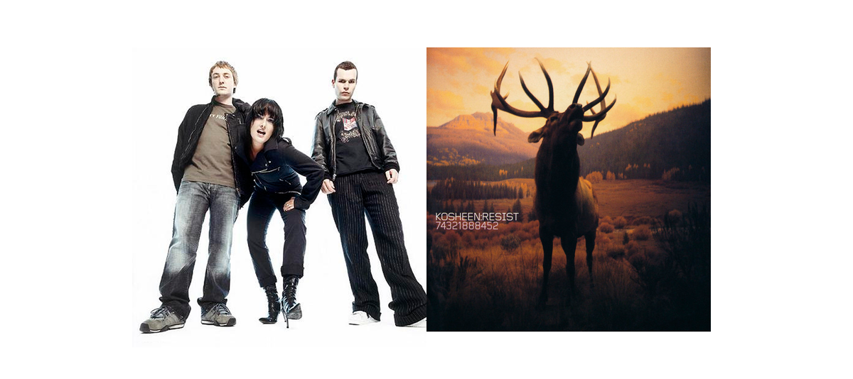 Группа Kosheen в 2001 году и обложка альбома Resist.