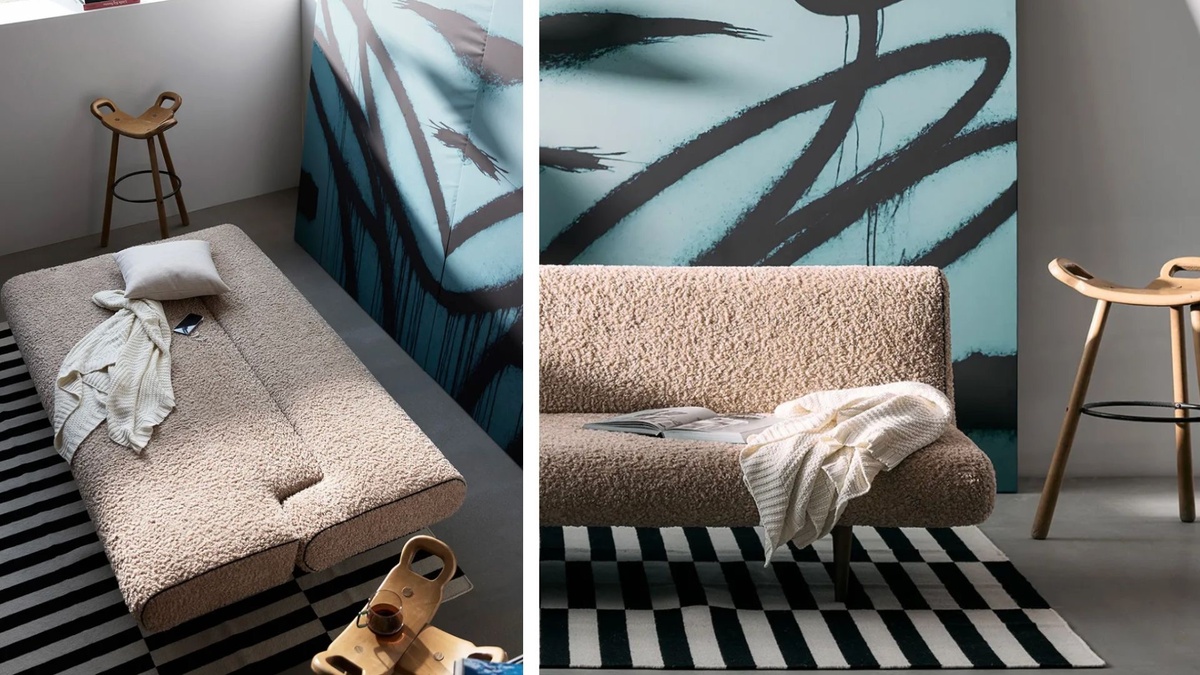 Диван-кровать Unfurl c ножками из темного дуба