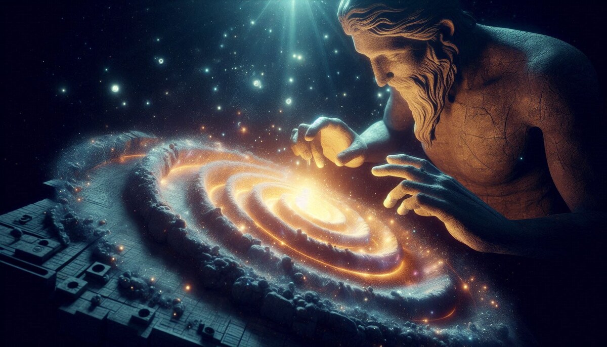 Гравитация не тащит — она собирает. Миллиарды лет терпения, чтобы из пыли родилась спираль.