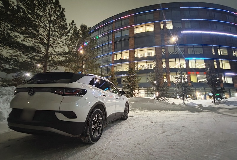 Вечерняя поездка на Volkswagen ID.4 по морозу домой: здравствуй, "черепашка"!
