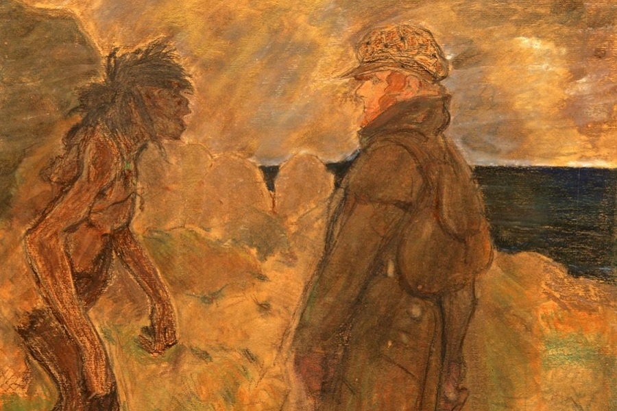 Езучевский М.Д. Дарвин с огнеземельцем Из коллекции Дарвиновского музея