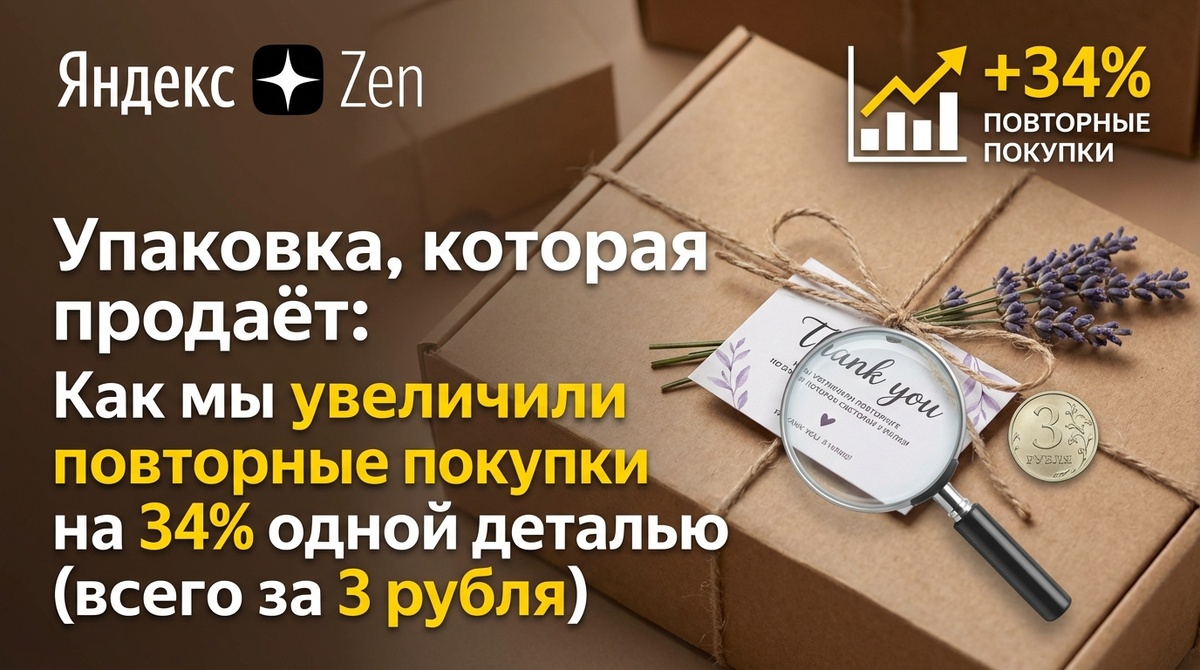 Упаковка, которая продаёт: Как мы увеличили повторные покупки на 34% одной деталью (всего за 3 рубля) 