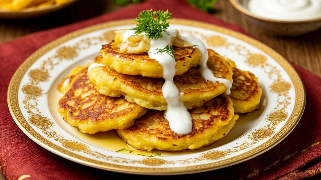 Русские картофельно-рыбные оладьи по мотивам белорусских драников.                     
«Создано с использованием искусственного интеллекта».