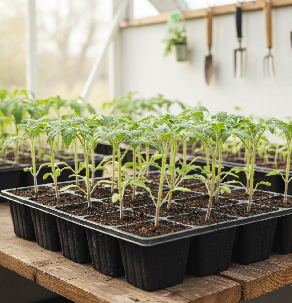 Рассада томатов.