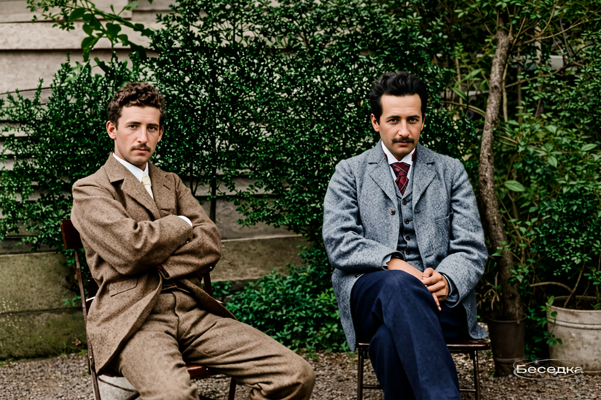 Альберт Энштейн и Марсель Гроссман, швейцарский математик, друг и соавтор его первых работ.