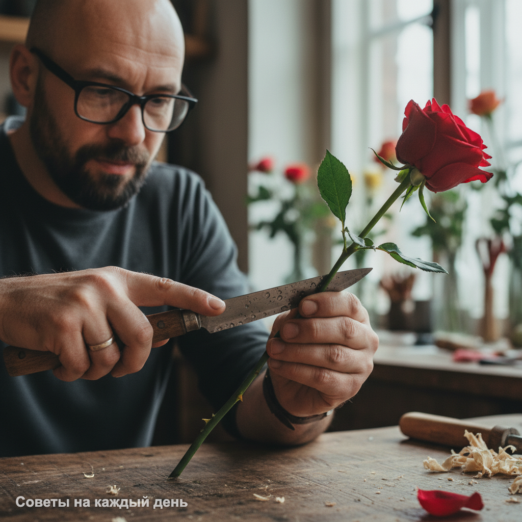 Правильный срез увеличивает площадь впитывания влаги в два раза.