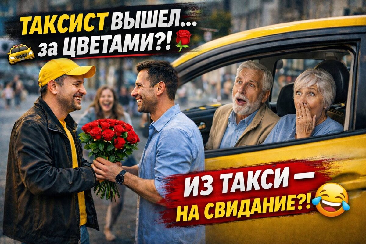 🚕 Таксист резко тормозит посреди города… и выходит за ЦВЕТАМИ?! 🌹 Пассажиры в шоке