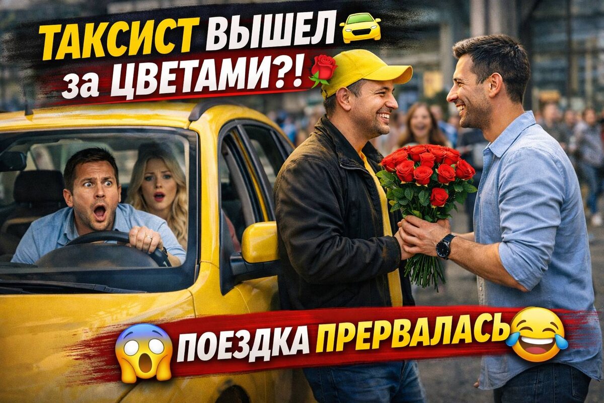🚕 Таксист резко тормозит посреди города… и выходит за ЦВЕТАМИ?! 🌹 Пассажиры в шоке