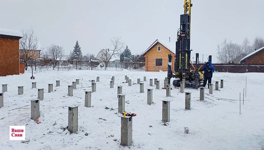 Установка фундамента, железобетонные сваи, ЖБ свай за 1-2 дня.