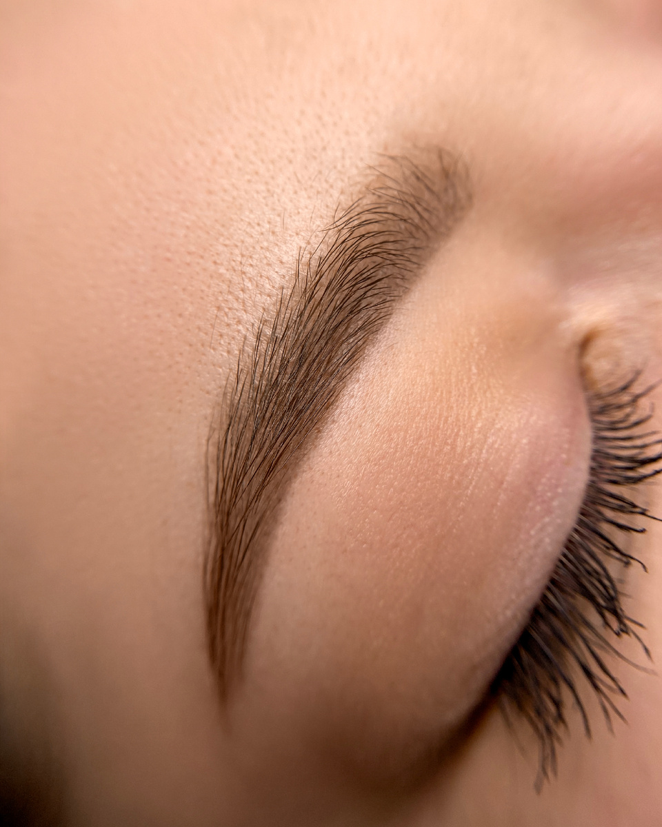 Зажившие брови в технике напыление