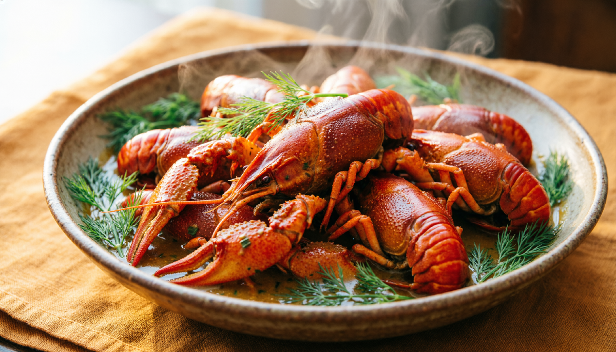 Раки в соусе из пива и укропа