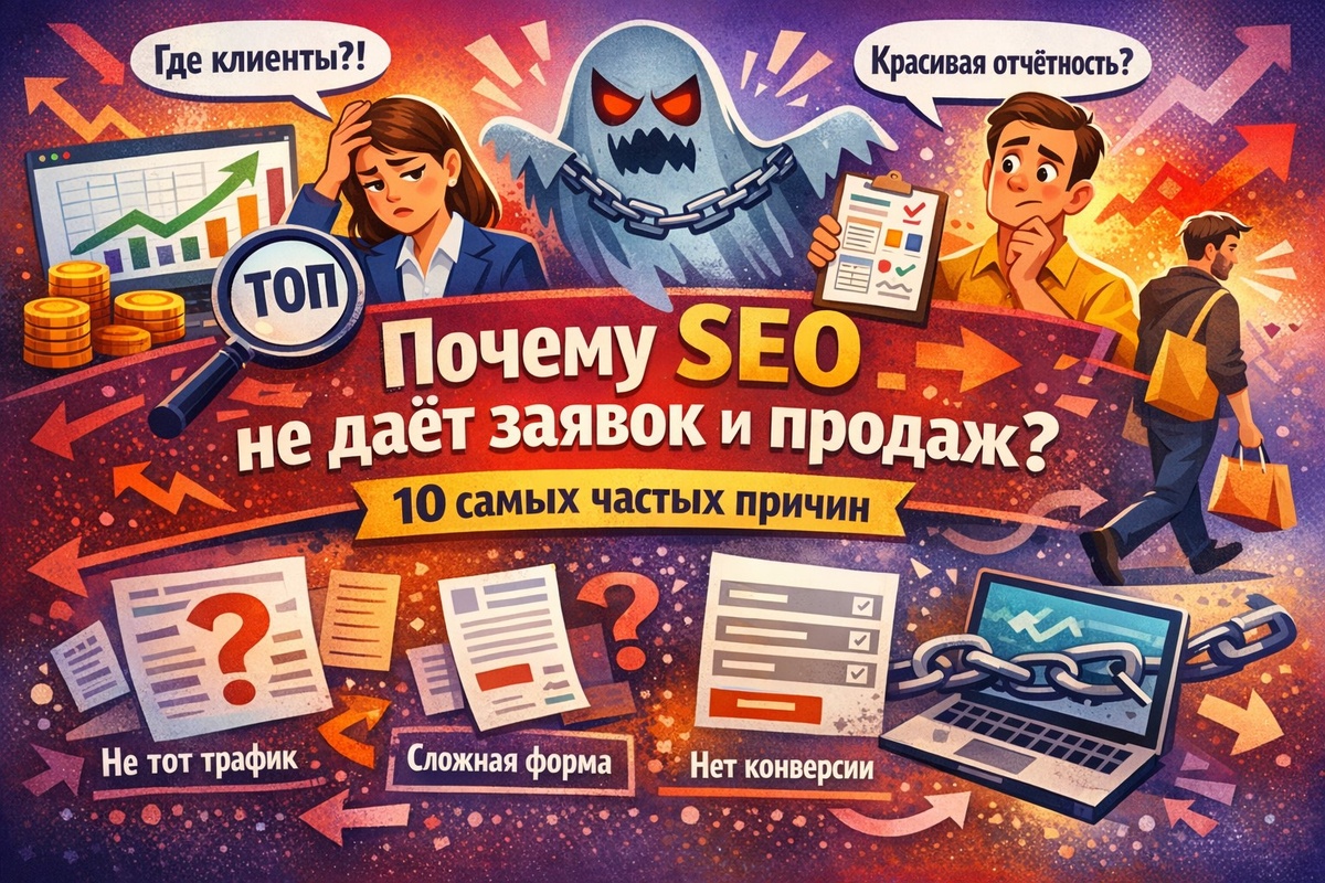 Почему SEO не даёт заявок и продаж: 10 самых частых причин 