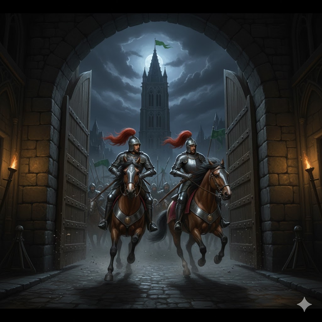 "Ловушка у восточных ворот: Рассеченная воля", иллюстрация создана сетью Джемини