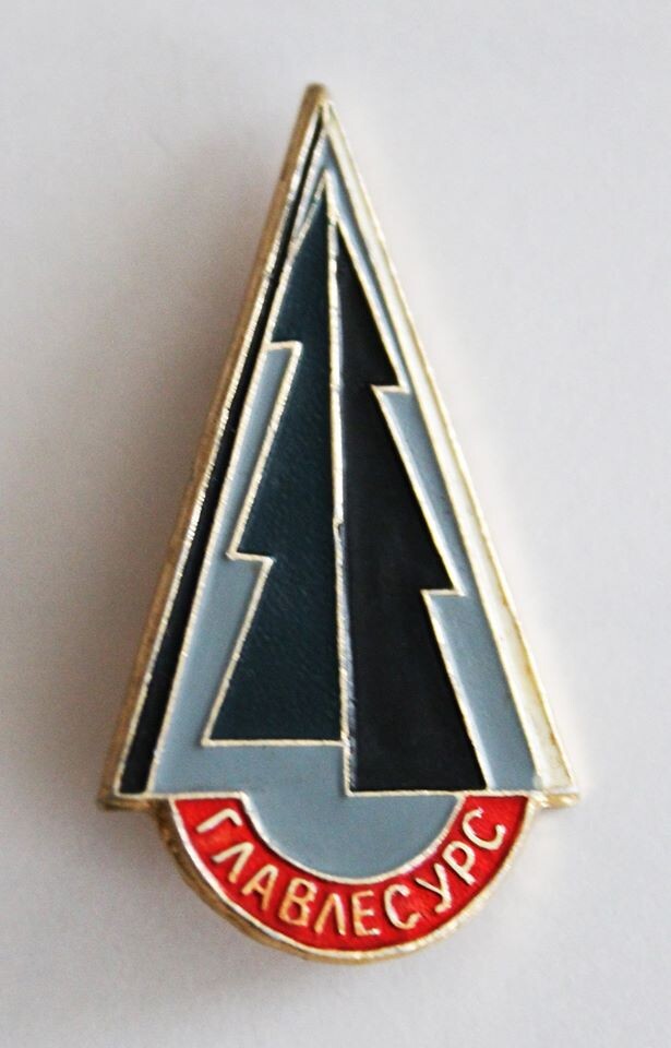 Значок ГЛАВЛЕСУРС. Автор Николай Пшизов. 70-е годы. г. Кострома. Металл, горячие эмали. Собственность сына художника.