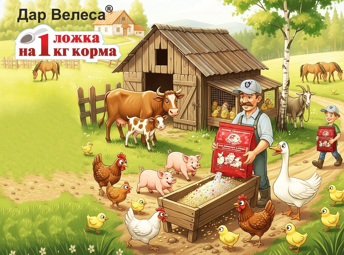 «Дар Велеса Универсальный» — это простое и эффективное решение для всего вашего подворья сразу! Один премикс идеально подходит курам и коровам, свиньям и кроликам, лошадям и козам. Больше не нужно хранить десятки разных упаковок: профессионально сбалансированный состав от наших зоотехников обеспечит всех животных необходимыми витаминами и минералами круглый год. Запомнить дозировку очень легко — всего одна ложка на 1 кг корма, чтобы ваше хозяйство было здоровым и продуктивным даже в зимний период. Универсальное здоровье в одном пакете!