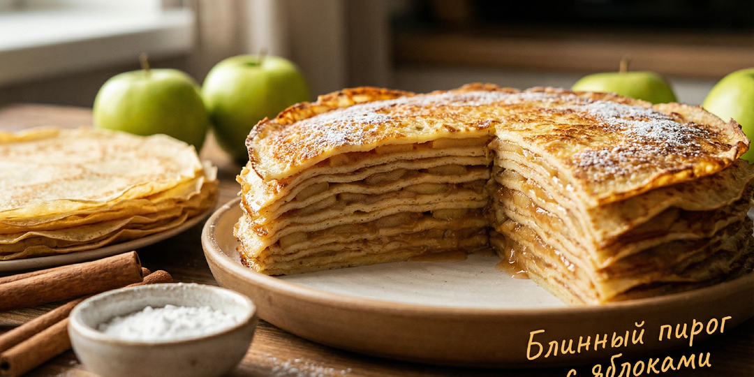 Из остатков блинов делаю блинный пирог с яблоками — выходит не хуже шарлотки