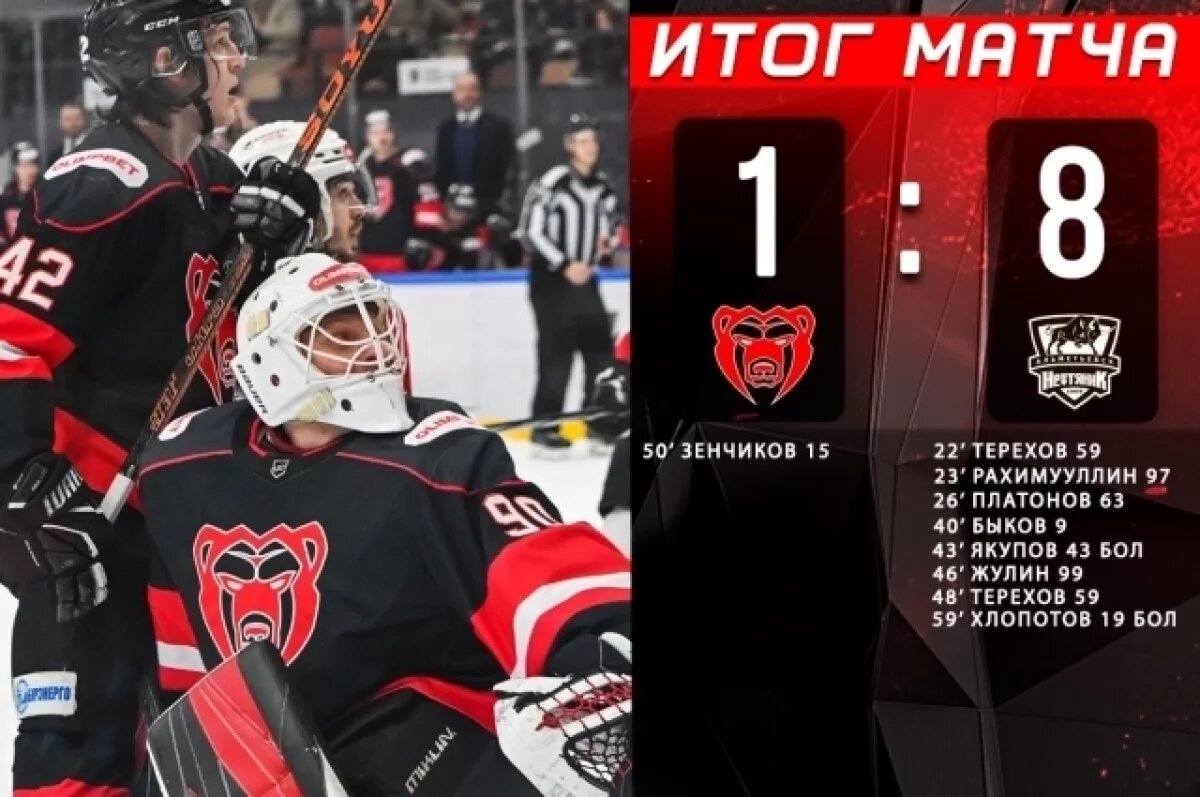    Пермский «Молот» разгромно проиграл «Нефтянику» на домашнем матче ВХЛ