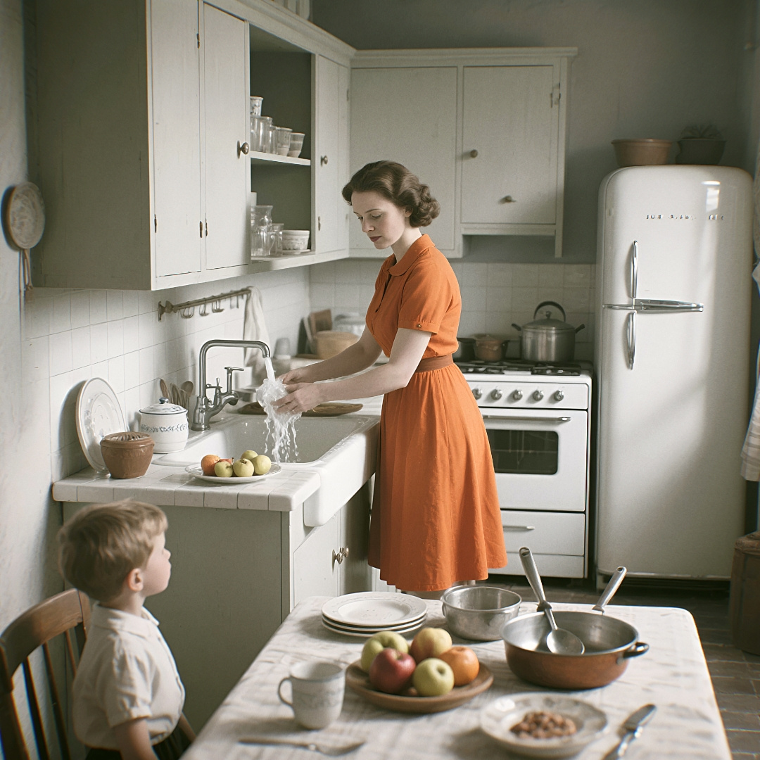 Типичная кухня в риттерландской квартире, 1955 год.