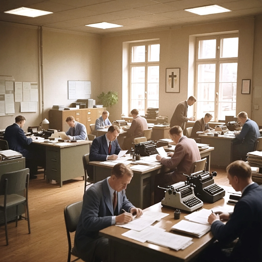 Офисные работники автоконцерна KRAFT MOTOREN, 1951 год.