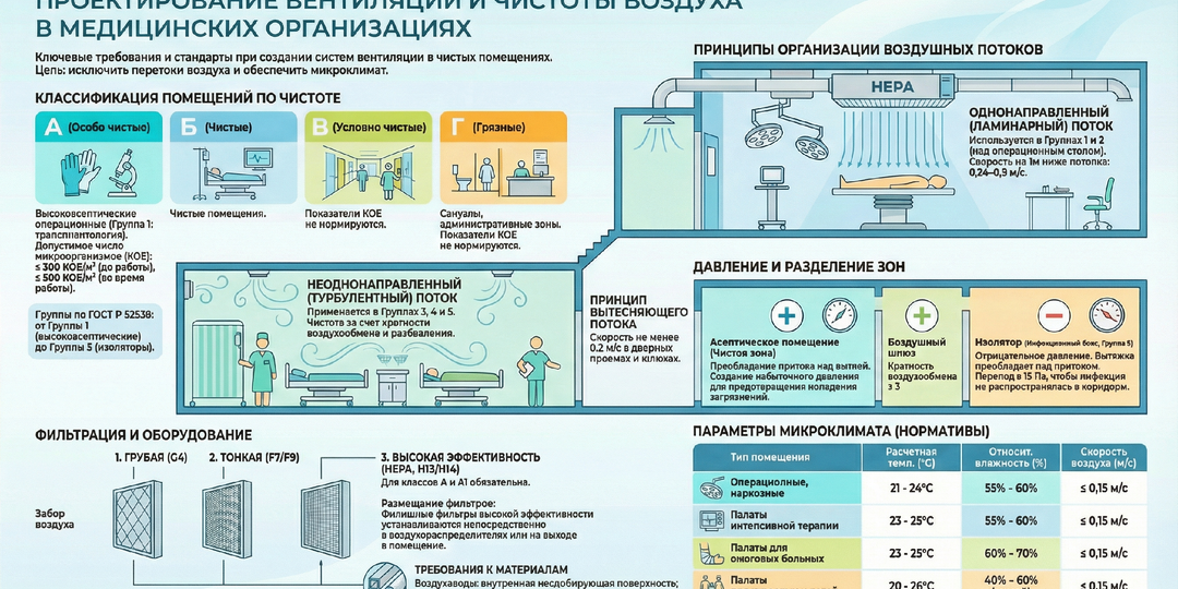 Как проектировать вентиляцию в чистых помещениях больниц?
