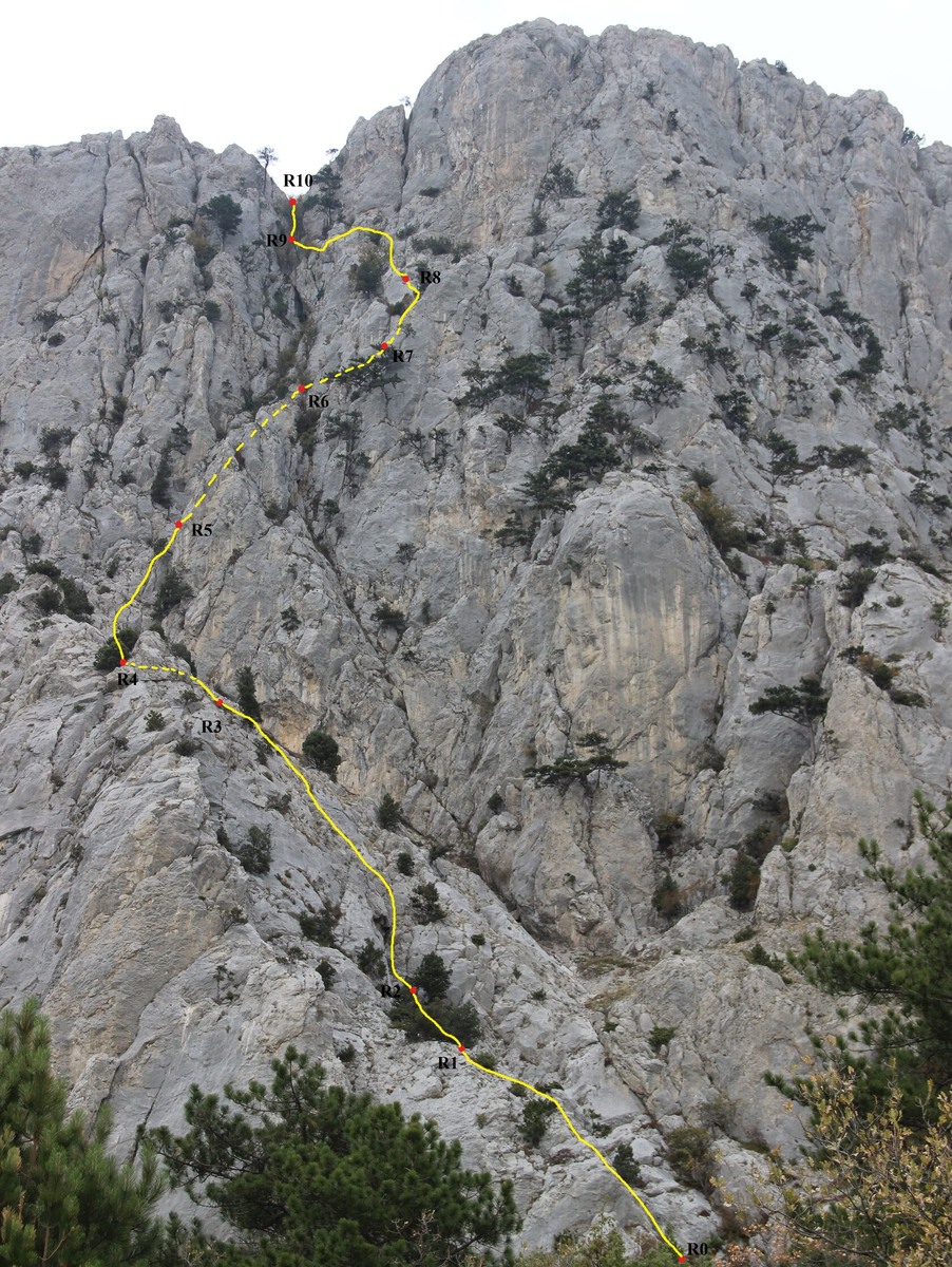 Схема альпинистского маршрута "Асса". 1Б категории сложности