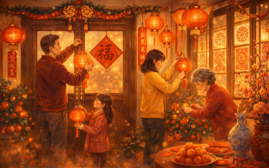  Красный и золотой цвета не просто украшают дом, а становятся оберегами и символами притяжения удачи. Фото: Chat GPT