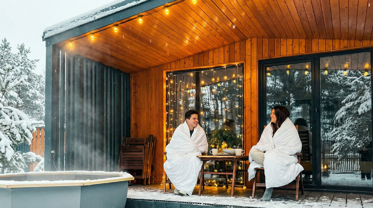 Романтический зимний отдых на террасе загородного дома
