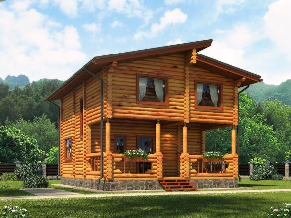 Дом из оцилиндрованного бревна «Клин» от СК RealHaus  https://lesstroy.net/user/36477/project/77863/