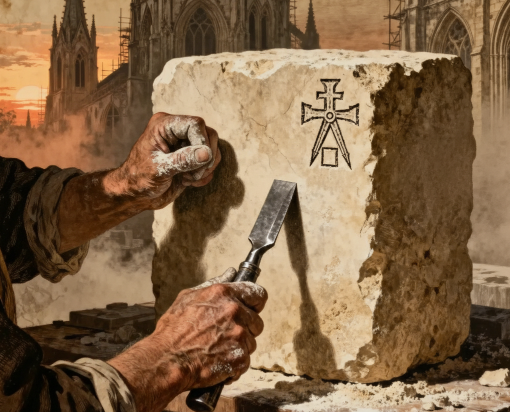 Это не просто руки — это гарантийный талон, выбитый зубилом на камне. Мастер знал: его имя переживёт и его самого, и заказчика, и даже собор, который он строит. Мы разучились так работать. А зря.