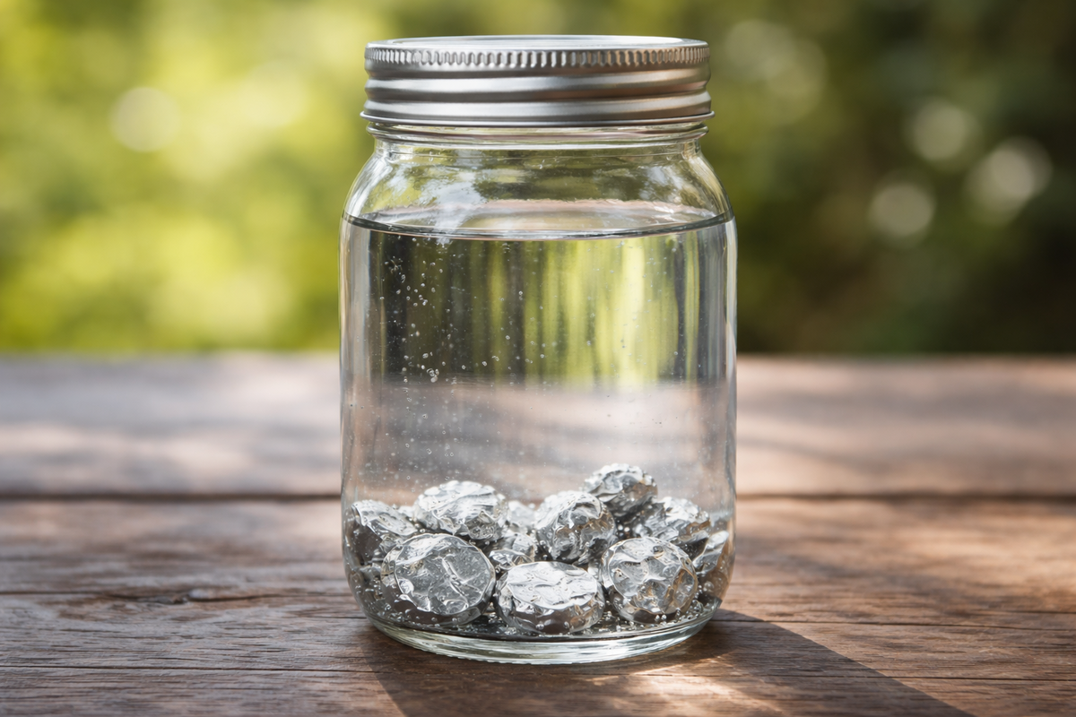 Серебро в банке с водой