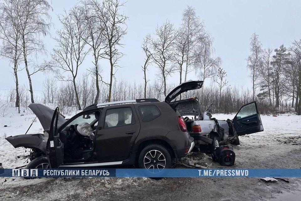    В Брестском районе два человека погибли в лобовом ДТП. Фото: телеграм-канал МВД Беларуси