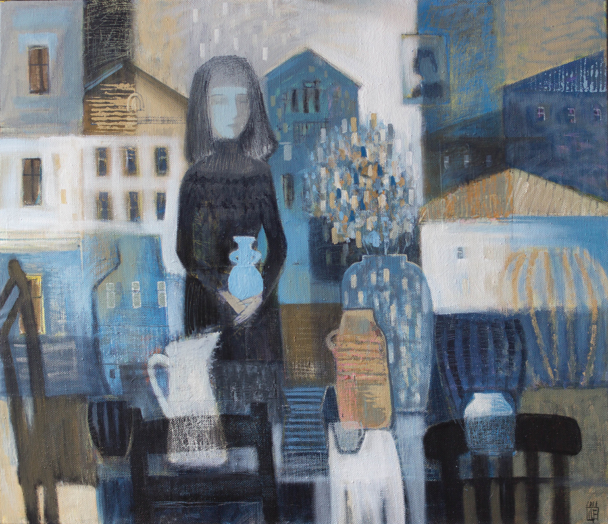 Щепина Е.А. Воспоминание о доме - вертикали и горизонтали составляют композиционную основу произведения. Возникает ощущение устойчивости. прочности домашнего очага.